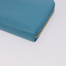 PRADA Long Wallet Safiano Leather Light Blue Gold Auth 202031V-15