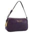 Miu Miu Hand Pouch Leather Purple Gold Auth 202035V-1