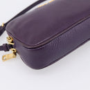 Miu Miu Hand Pouch Leather Purple Gold Auth 202035V-15