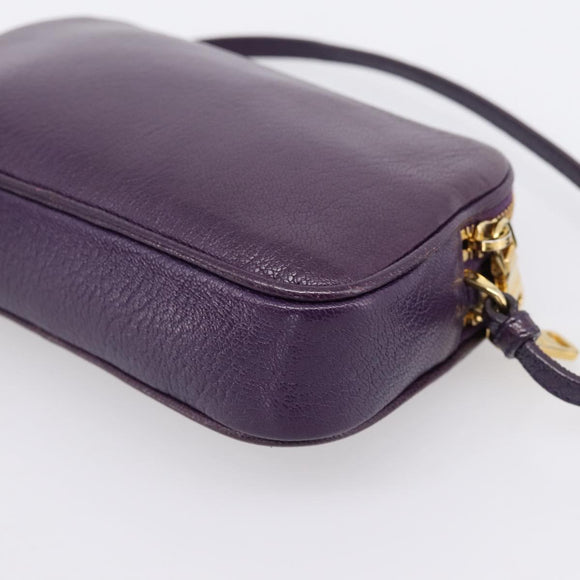 Miu Miu Hand Pouch Leather Purple Gold Auth 202035V