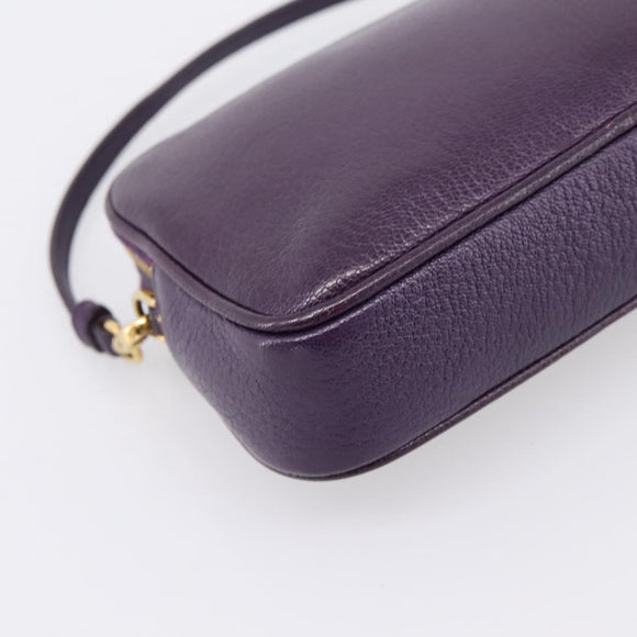 Miu Miu Hand Pouch Leather Purple Gold Auth 202035V