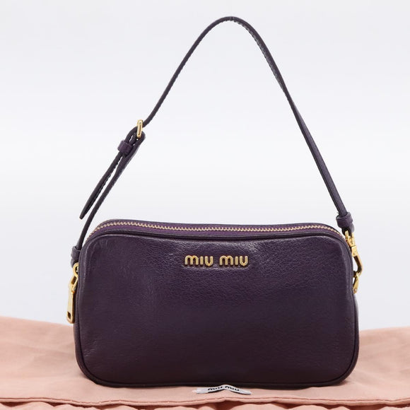 Miu Miu Hand Pouch Leather Purple Gold Auth 202035V