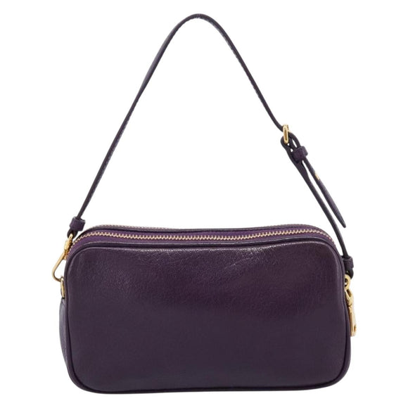 Miu Miu Hand Pouch Leather Purple Gold Auth 202035V