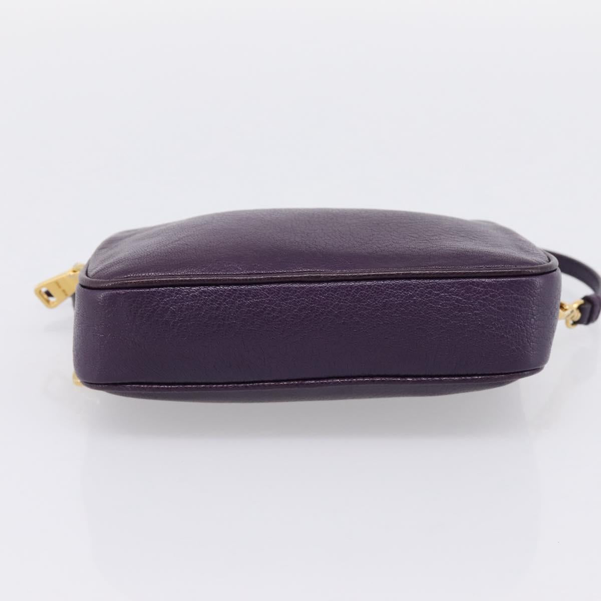 Miu Miu Hand Pouch Leather Purple Gold Auth 202035V | Brand Street