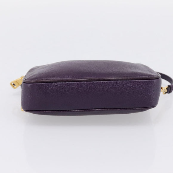 Miu Miu Hand Pouch Leather Purple Gold Auth 202035V