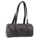 CELINE Macadam Hand Bag PVC Leather Black Gold Tone Auth 202048V-1