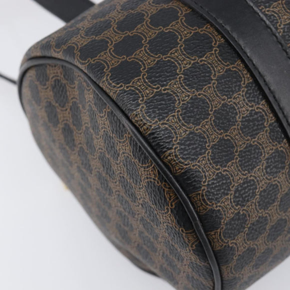 CELINE Macadam Hand Bag PVC Leather Black Gold Tone Auth 202048V