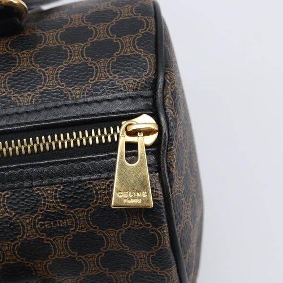 CELINE Macadam Hand Bag PVC Leather Black Gold Tone Auth 202048V