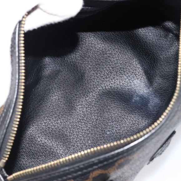 CELINE Macadam Hand Bag PVC Leather Black Gold Tone Auth 202048V