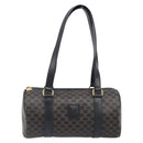 CELINE Macadam Hand Bag PVC Leather Black Gold Tone Auth 202048V-13