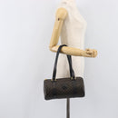 CELINE Macadam Hand Bag PVC Leather Black Gold Tone Auth 202048V-23