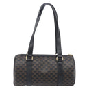 CELINE Macadam Hand Bag PVC Leather Black Gold Tone Auth 202048V-2