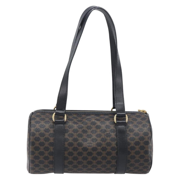CELINE Macadam Hand Bag PVC Leather Black Gold Tone Auth 202048V