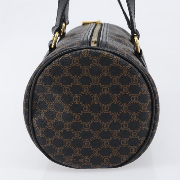 CELINE Macadam Hand Bag PVC Leather Black Gold Tone Auth 202048V