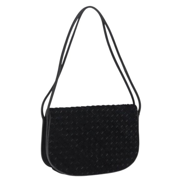BOTTEGA VENETA INTRECCIATO Shoulder Bag Fur Black Auth 202071
