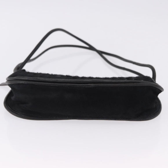 BOTTEGA VENETA INTRECCIATO Shoulder Bag Fur Black Auth 202071