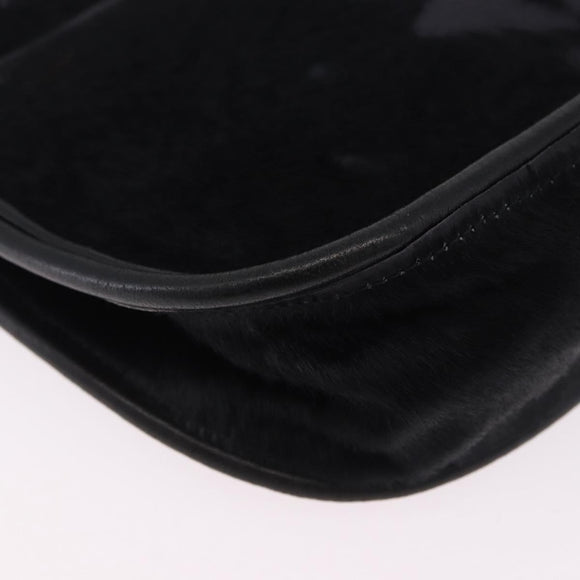 BOTTEGA VENETA INTRECCIATO Shoulder Bag Fur Black Auth 202071