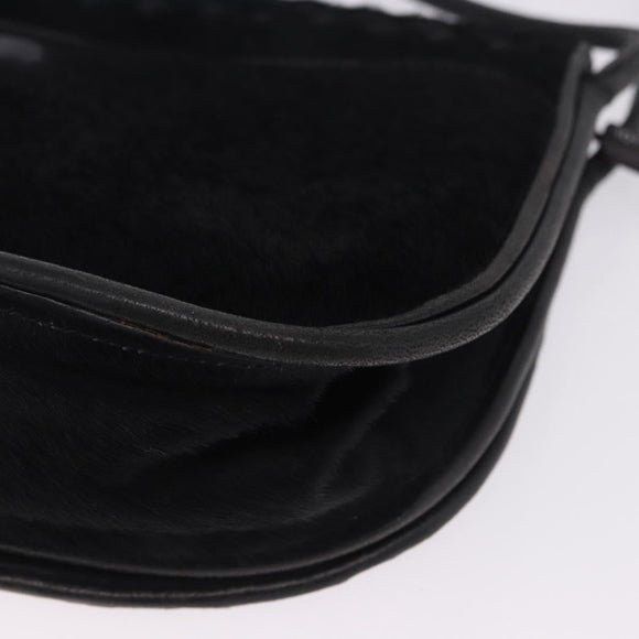 BOTTEGA VENETA INTRECCIATO Shoulder Bag Fur Black Auth 202071