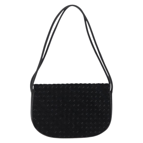 BOTTEGA VENETA INTRECCIATO Shoulder Bag Fur Black Auth 202071