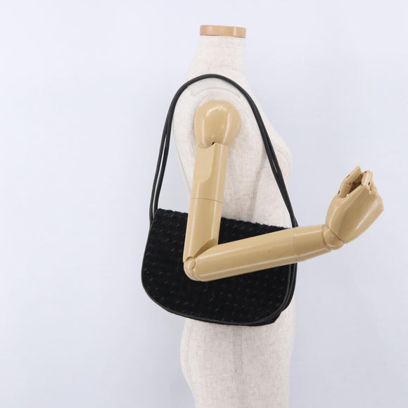 BOTTEGA VENETA INTRECCIATO Shoulder Bag Fur Black Auth 202071
