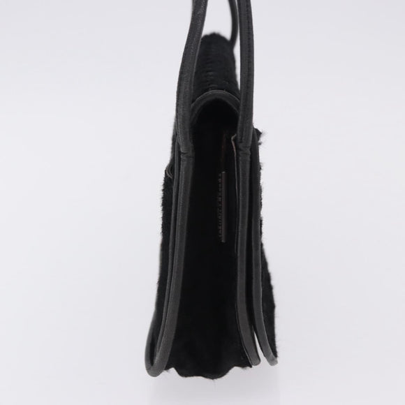 BOTTEGA VENETA INTRECCIATO Shoulder Bag Fur Black Auth 202071