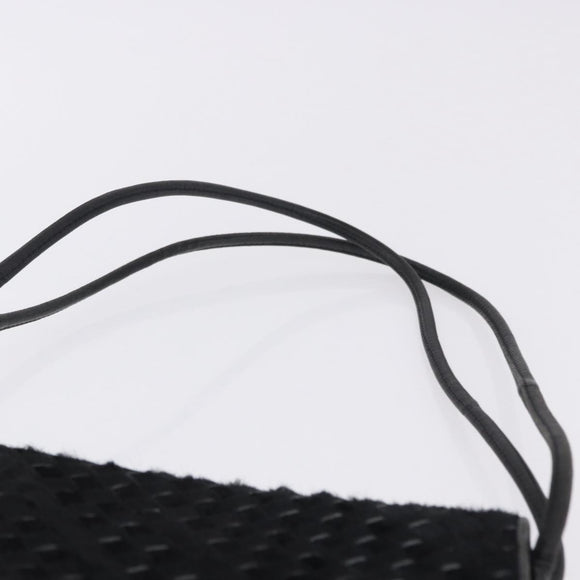 BOTTEGA VENETA INTRECCIATO Shoulder Bag Fur Black Auth 202071