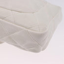 CHANEL Matelasse Chain Shoulder Bag Leather White Gold Tone CC Auth 202072SAM-17