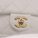 CHANEL Matelasse Chain Shoulder Bag Leather White Gold Tone CC Auth 202072SAM-18