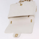 CHANEL Matelasse Chain Shoulder Bag Leather White Gold Tone CC Auth 202072SAM-10