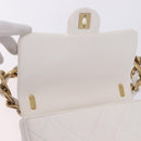 CHANEL Matelasse Chain Shoulder Bag Leather White Gold Tone CC Auth 202072SAM-19