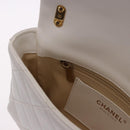 CHANEL Matelasse Chain Shoulder Bag Leather White Gold Tone CC Auth 202072SAM-23