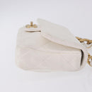 CHANEL Matelasse Chain Shoulder Bag Leather White Gold Tone CC Auth 202072SAM-3