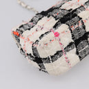 CHANEL Mini Matelasse 20 Chain Shoulder Bag tweed White Silver CC Auth 202073SM-18