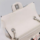 CHANEL Mini Matelasse 20 Chain Shoulder Bag tweed White Silver CC Auth 202073SM-8