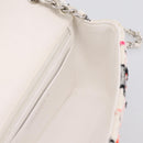 CHANEL Mini Matelasse 20 Chain Shoulder Bag tweed White Silver CC Auth 202073SM-20