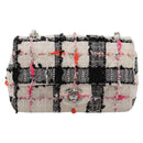CHANEL Mini Matelasse 20 Chain Shoulder Bag tweed White Silver CC Auth 202073SM-13