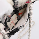 CHANEL Mini Matelasse 20 Chain Shoulder Bag tweed White Silver CC Auth 202073SM-24