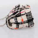 CHANEL Mini Matelasse 20 Chain Shoulder Bag tweed White Silver CC Auth 202073SM-3