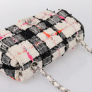 CHANEL Mini Matelasse 20 Chain Shoulder Bag tweed White Silver CC Auth 202073SM-6