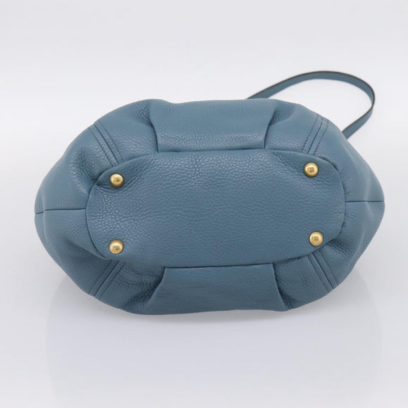 PRADA Hand Bag Leather 2way Light Blue Gold Tone Auth 202074V