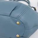 PRADA Hand Bag Leather 2way Light Blue Gold Tone Auth 202074V-12