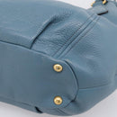 PRADA Hand Bag Leather 2way Light Blue Gold Tone Auth 202074V-14