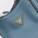 PRADA Hand Bag Leather 2way Light Blue Gold Tone Auth 202074V-16