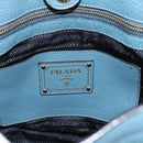 PRADA Hand Bag Leather 2way Light Blue Gold Tone Auth 202074V-18