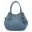 PRADA Hand Bag Leather 2way Light Blue Gold Tone Auth 202074V-2