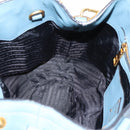 PRADA Hand Bag Leather 2way Light Blue Gold Tone Auth 202074V-21
