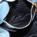PRADA Hand Bag Leather 2way Light Blue Gold Tone Auth 202074V-23