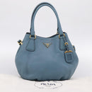 PRADA Hand Bag Leather 2way Light Blue Gold Tone Auth 202074V-26