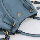PRADA Hand Bag Leather 2way Light Blue Gold Tone Auth 202074V-6