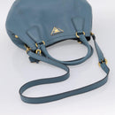 PRADA Hand Bag Leather 2way Light Blue Gold Tone Auth 202074V-9